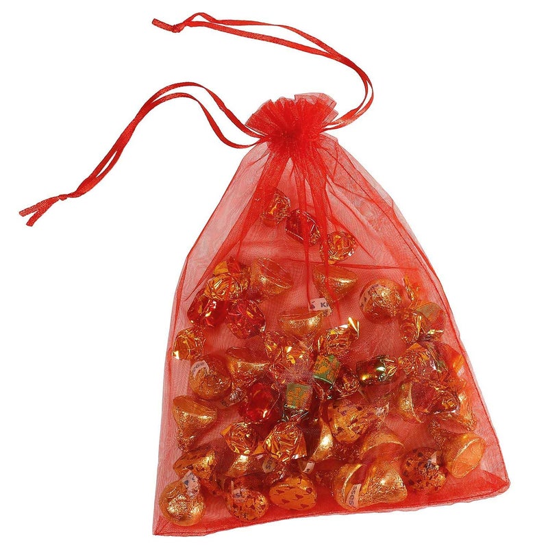 SUNGULF 100pcs Organza Pouch Bag Drawstring 6"x9" 16x22cm Strong Gift Candy Bag Jewelry Party Wedding Favor (Red) - Image 4